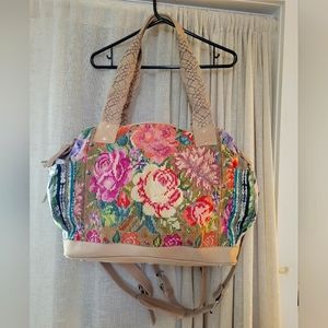 GENUINE LEATHER AND NEEDLEPOINT ARTISIAN 3WAY CONVERTER TRAVEL BAG, BOHEMIAN ♥︎